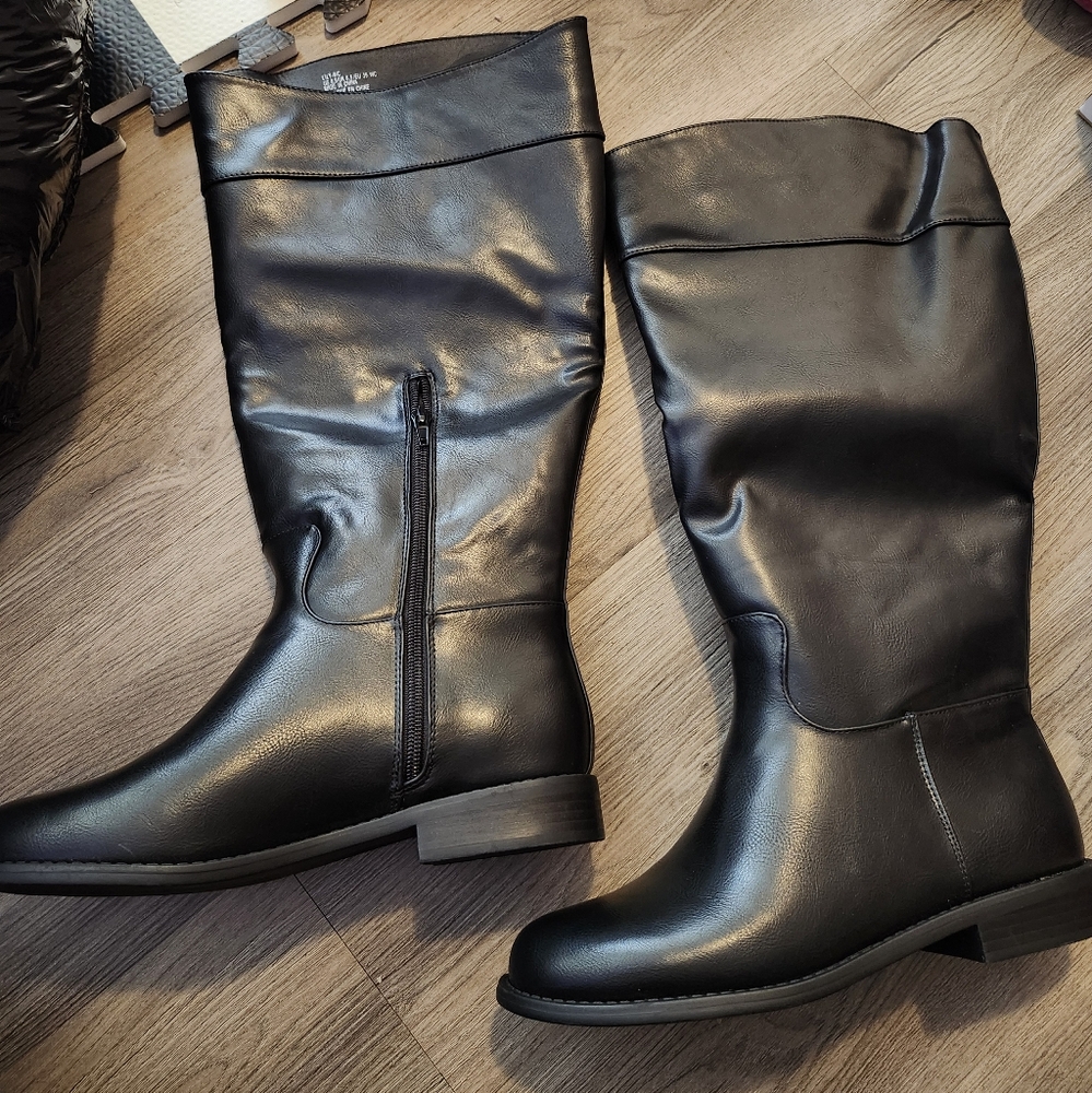 Wide Calf Black Over the Knee Boots